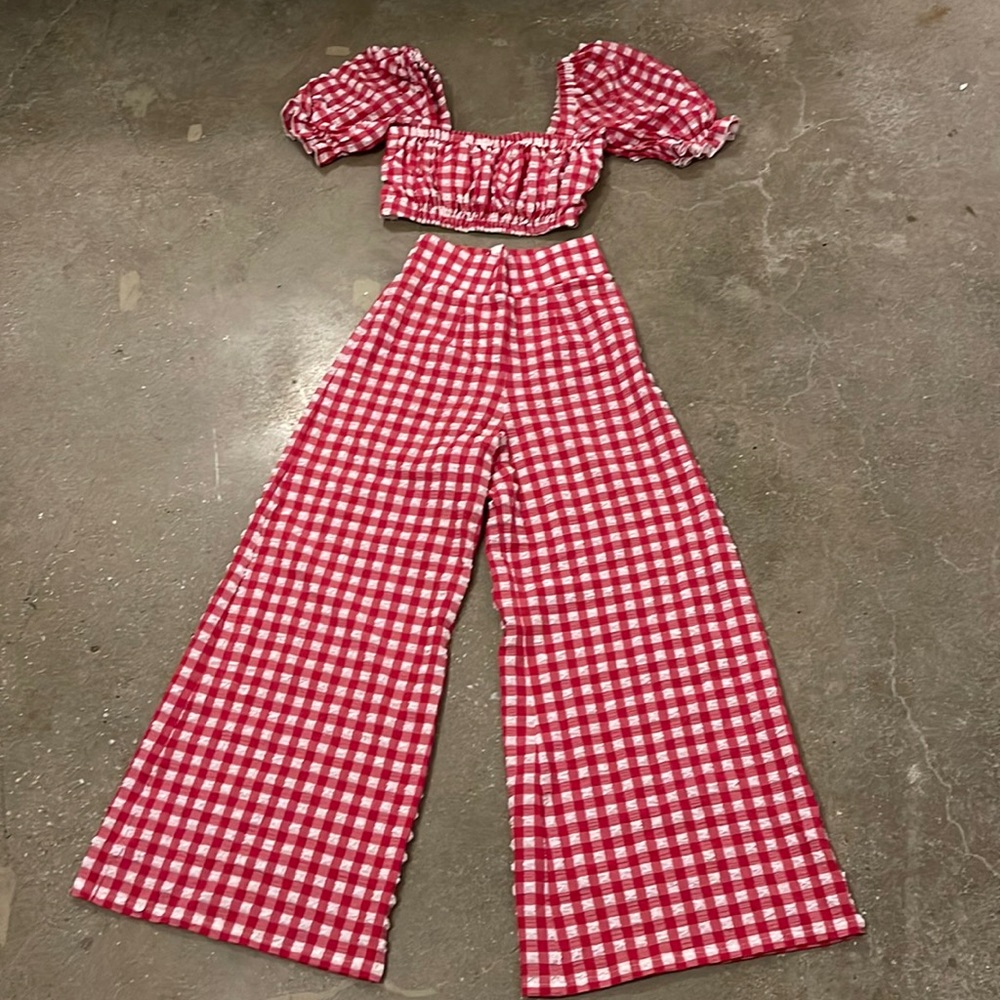 Montce gingham pant and top set